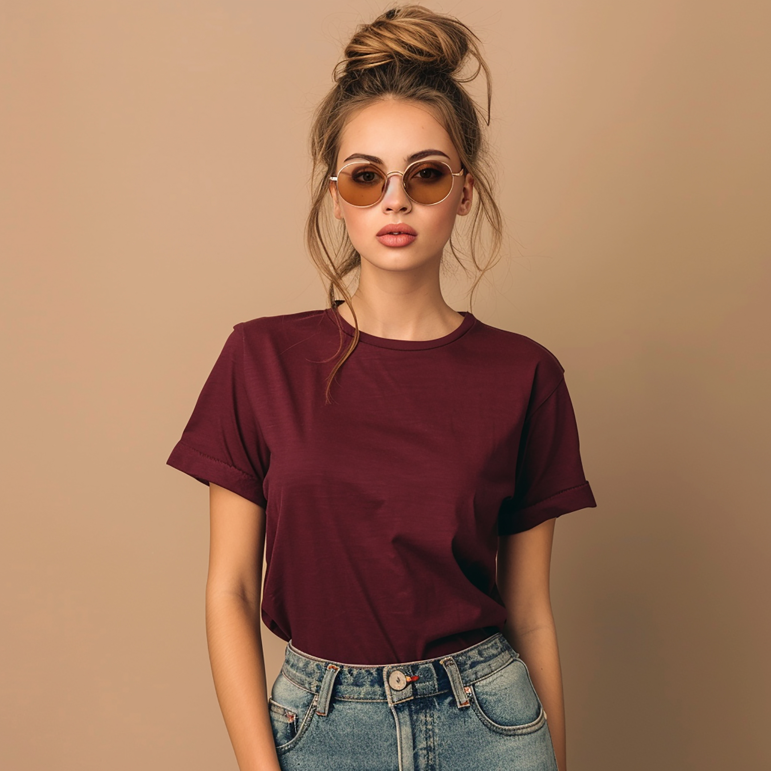 Simple Maroon T-Shirt β Women